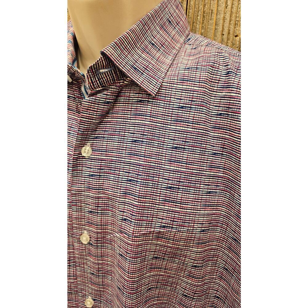 Tailorbyrd patriotic red white blue scribble long sleeve Career button up EUC XL - Picture 3 of 7
